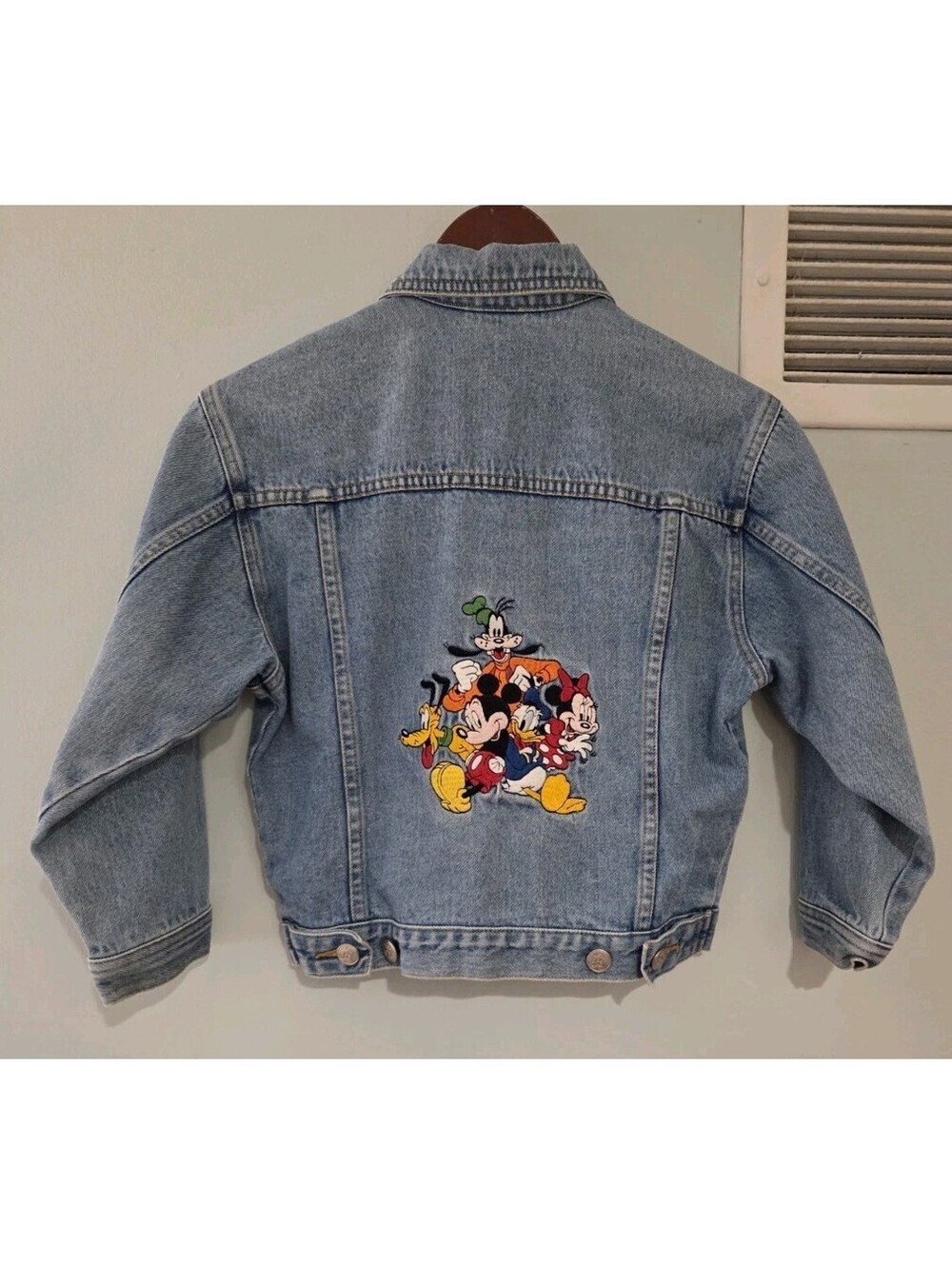 The Disney Store Size 8 Denim Jacket Mickey Fab 5 Embroidered Back Vintage 90s